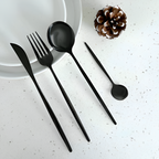 Juego de Cubiertos Minimalista Negro - Servicio de Mesa Moderno