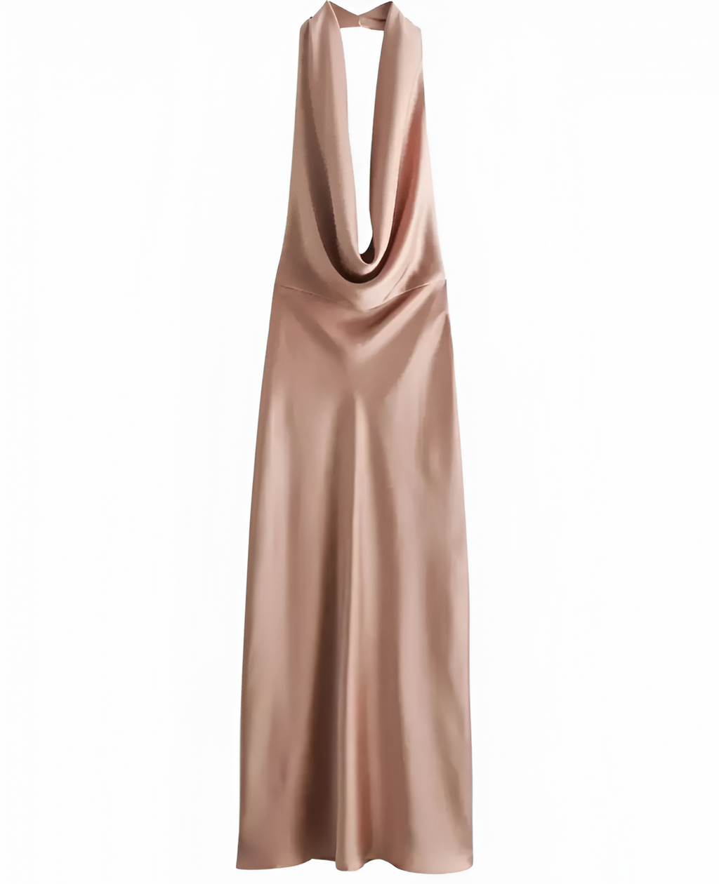 Vestido Largo de Cuello Halter y Cuello Volcado para Mujer - Invitada de Boda
