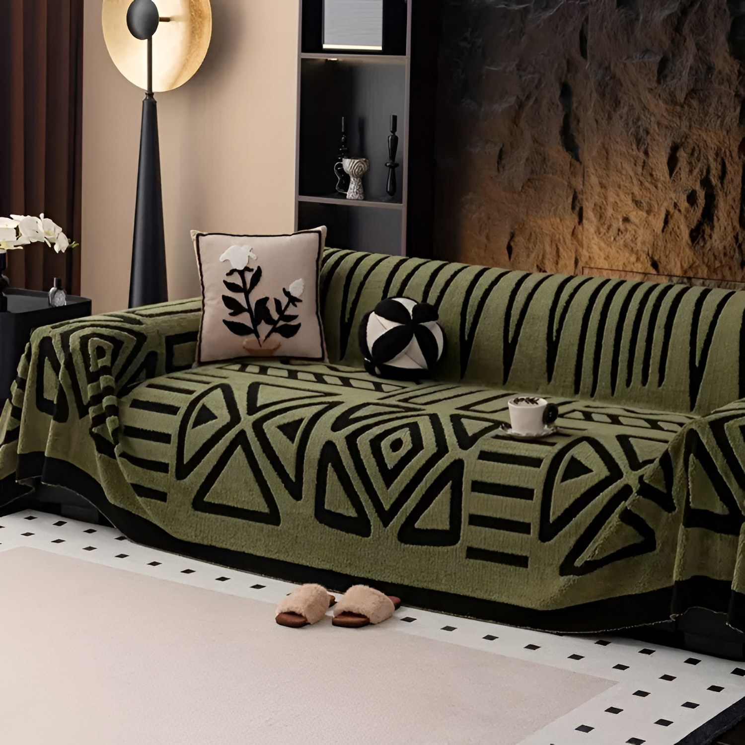Funda de Sofá con Patrón Geométrico - Decoración de Salón