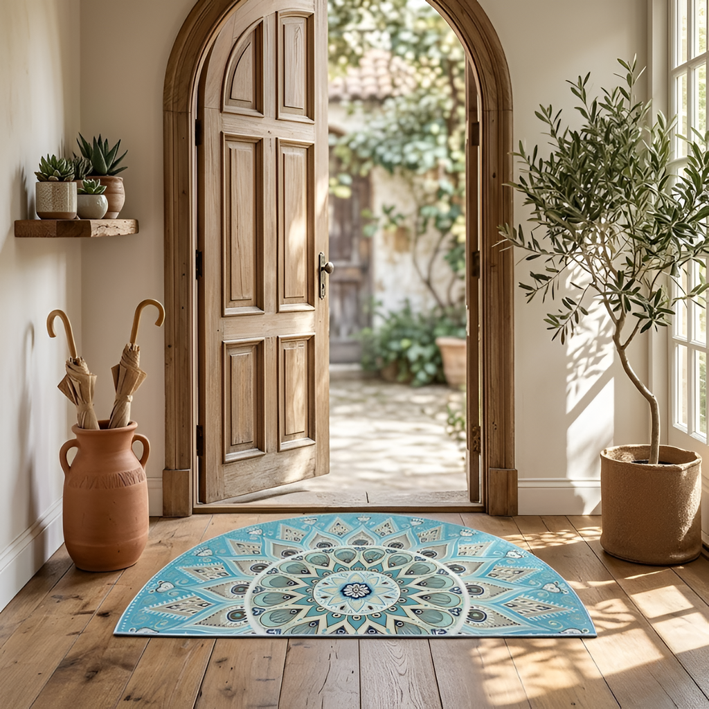 Alfombra Bohemia Mandala – Alfombra Semicircular Decorativa