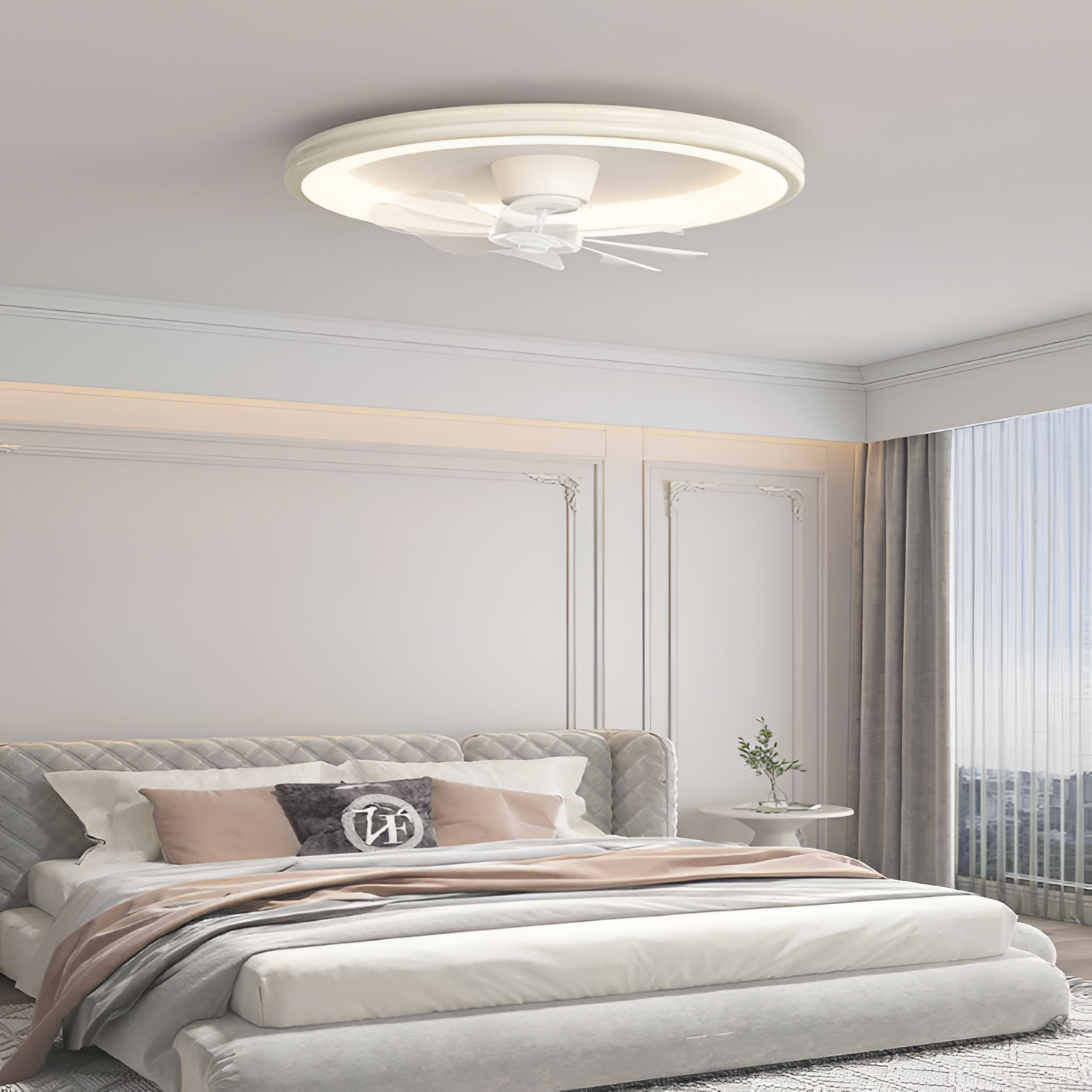 Lámpara Minimalista Con Ventilador De Techo Regulable - Montaje Empotrado