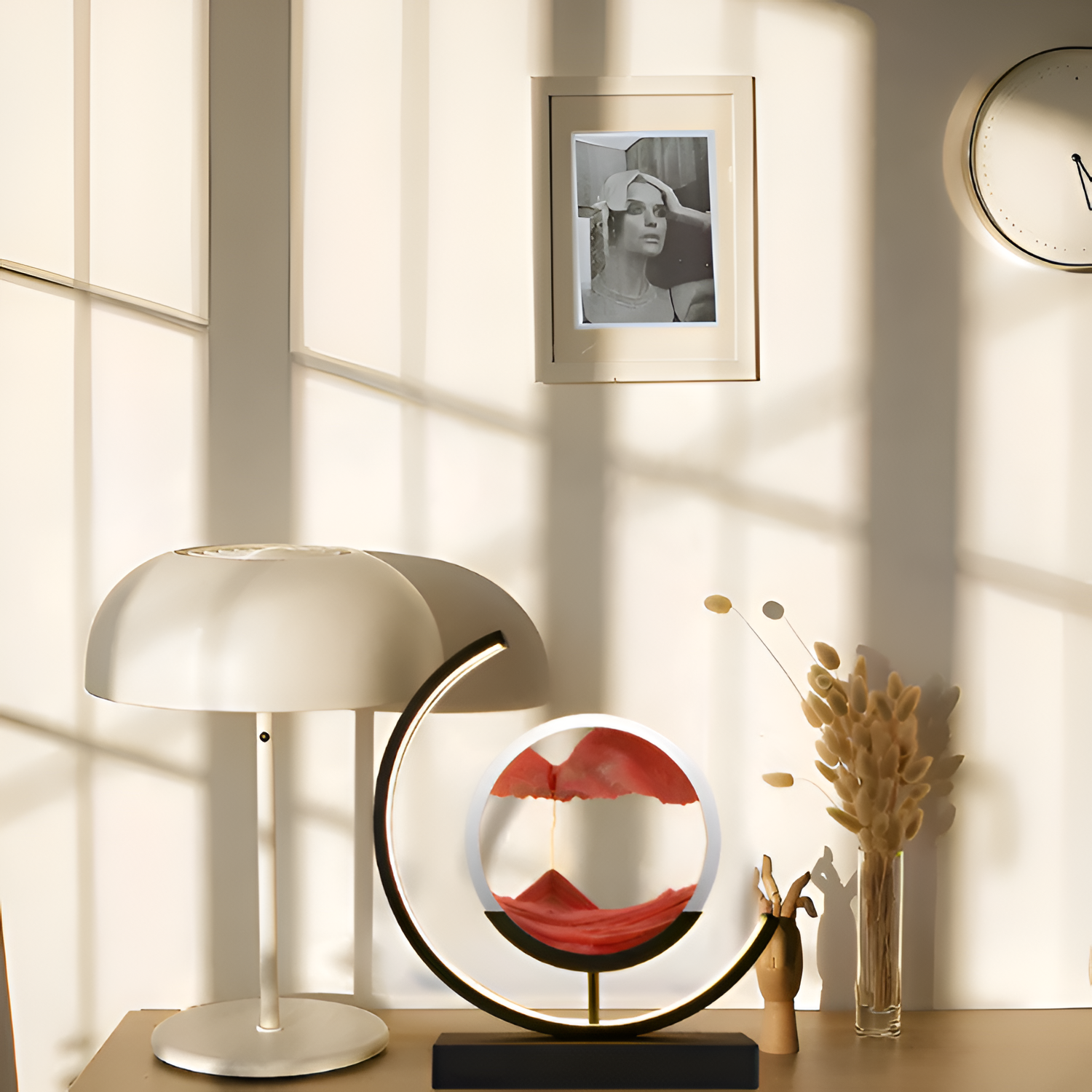 Lámpara Minimalista de Arena en Movimiento - Decorativa