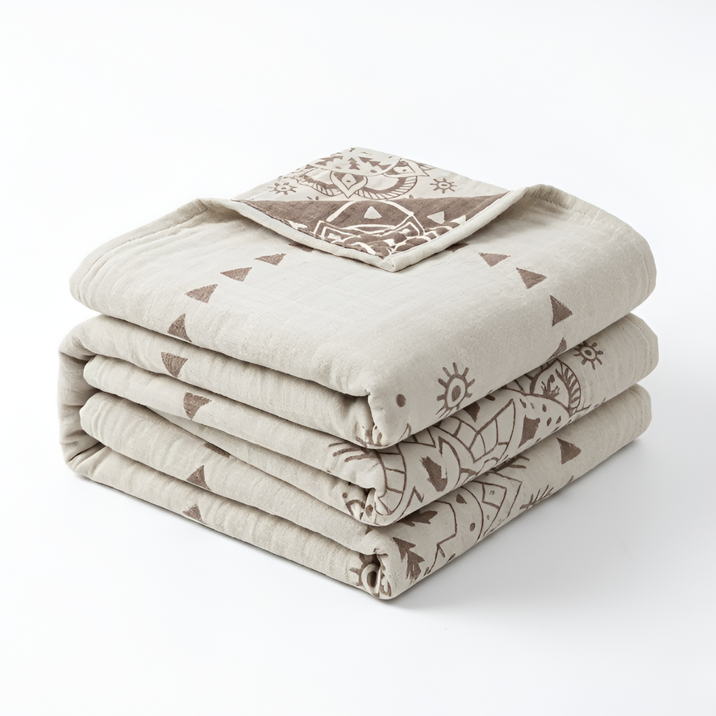 Manta Con Estampado Artístico Mandala | Algodón Reversible