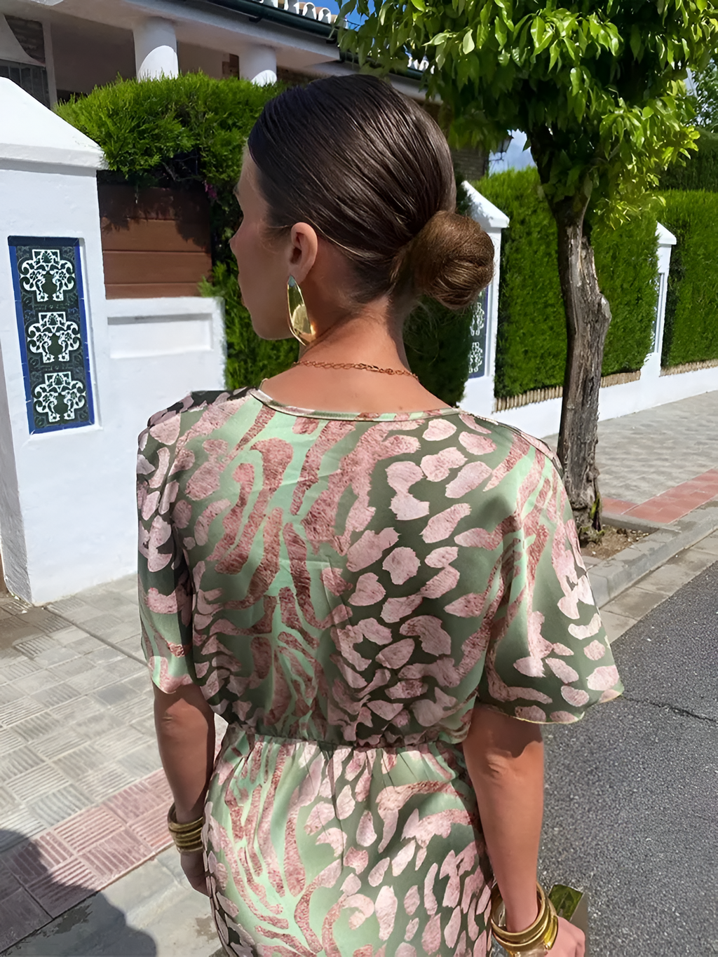 Mujer Vestido Midi Estampado Animal Cuello En V - Invitada De Boda