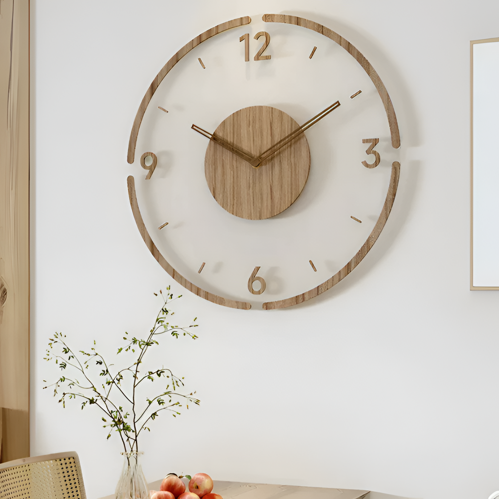 Reloj Pared Madera Minimalista - Flotante
