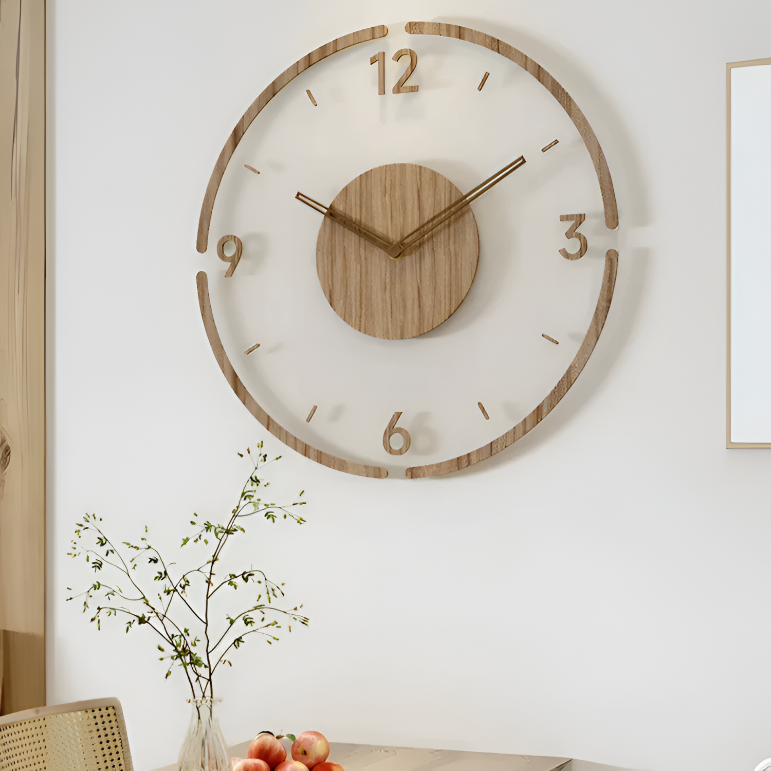 Reloj Pared Madera Minimalista - Flotante