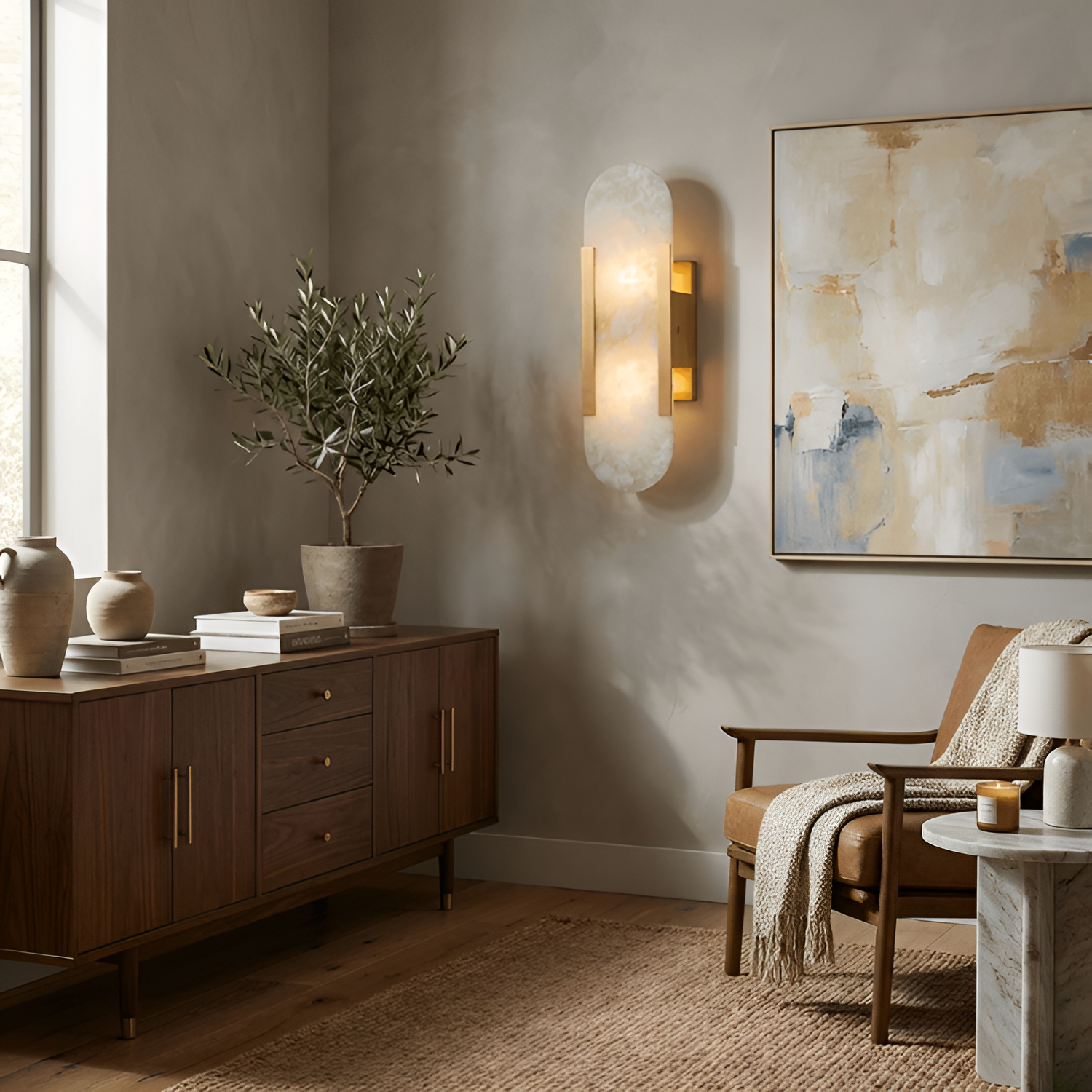 Aplique de Pared Alargado Minimalista - Alabastro