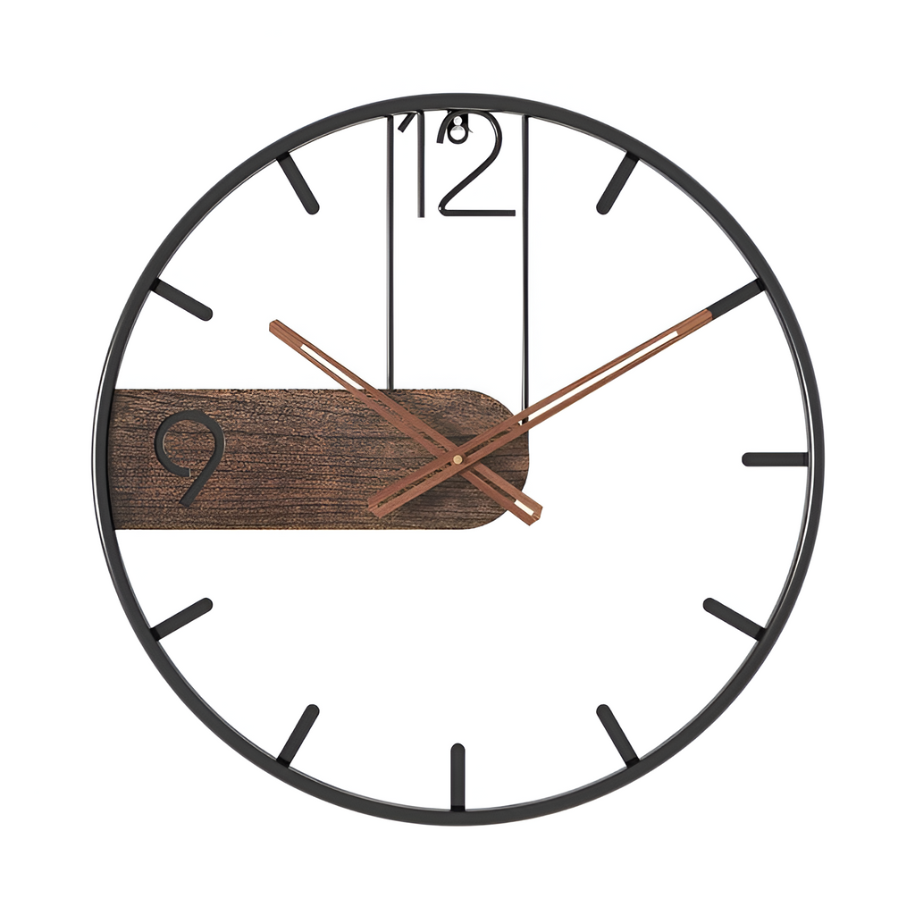 Reloj Pared Silueta Minimalista - Detalle Madera