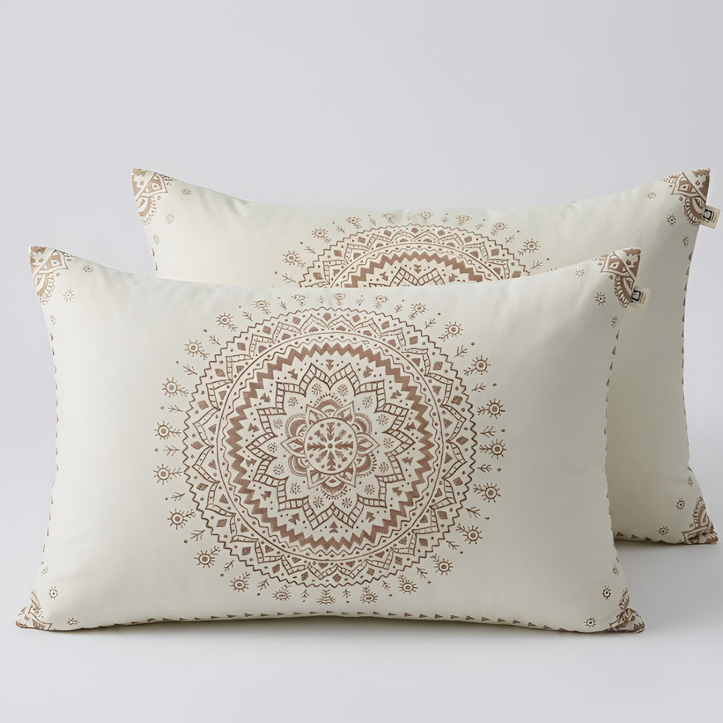 Juego de 2 Fundas de Almohada de Gasa Mandala – Fundas de Algodón Suaves