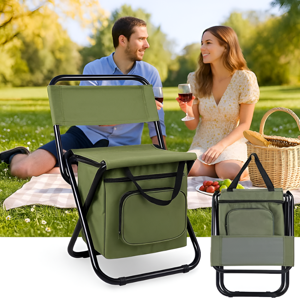 Silla de Camping Plegable con Nevera - Respaldo
