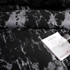 Juego de Funda Nórdica Estampado Mármol - Set de Cama Negro