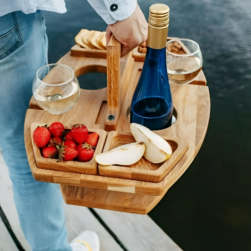 Mesa De Picnic De Madera Con Bandeja Para Servir - Portátil