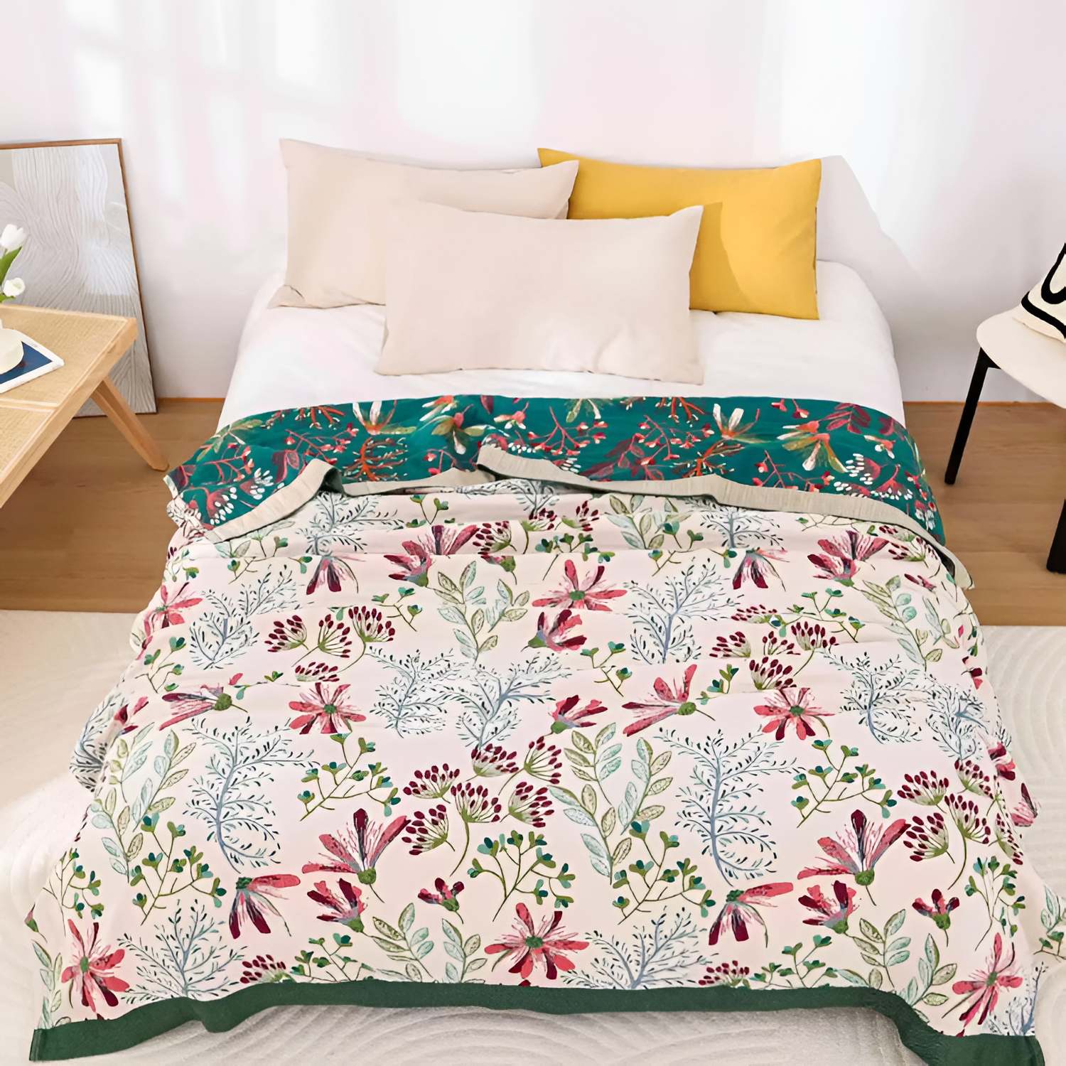 Manta Reversible Wildflower Whisper - Decoración Floral Manta