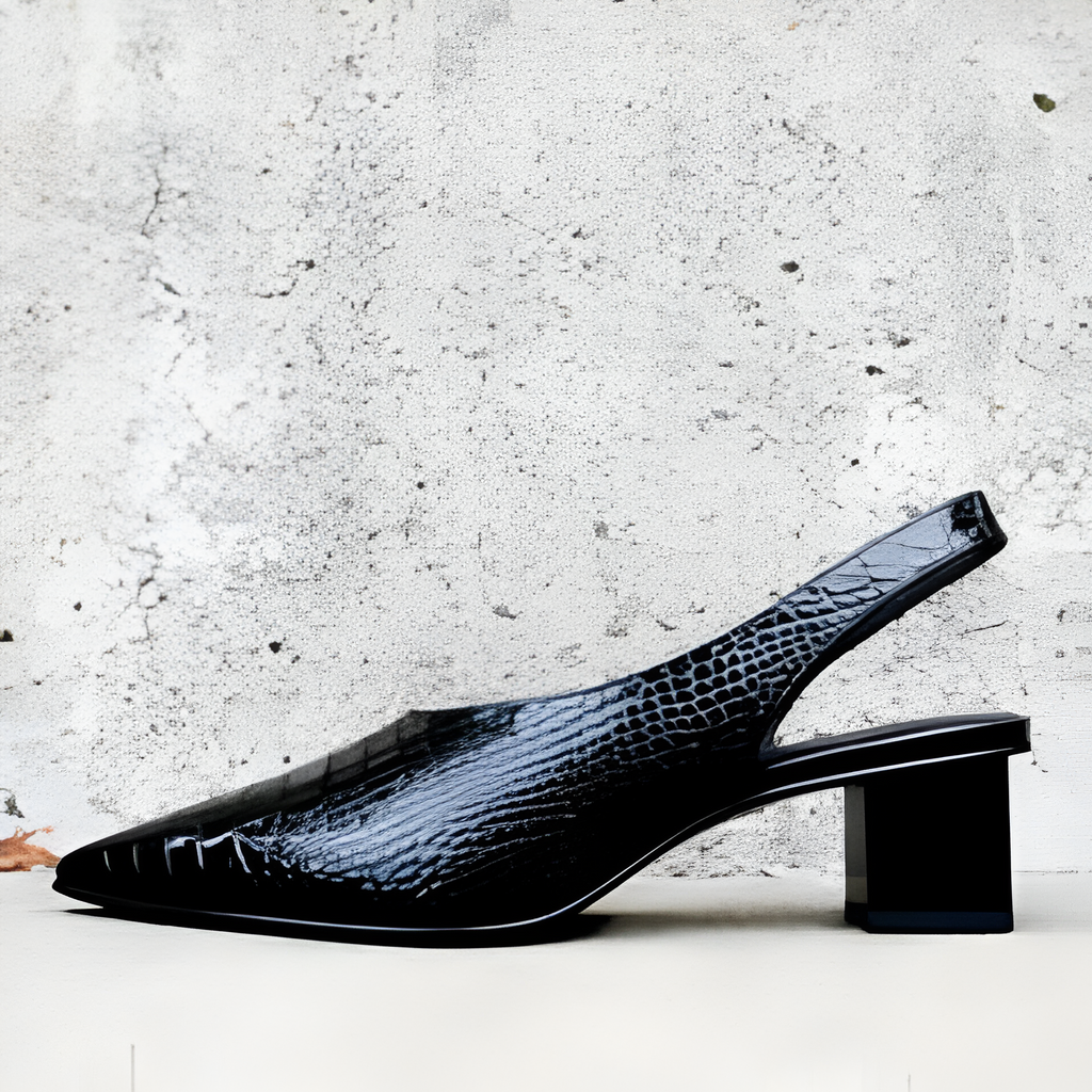 Sandalias Slingback de Tacón Grueso y Punta Puntiaguda para Mujer - Cóctel