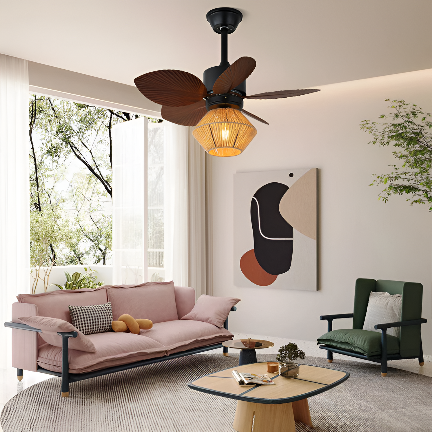 Ventilador de Techo Tropical Coastal - Pantalla Tejida