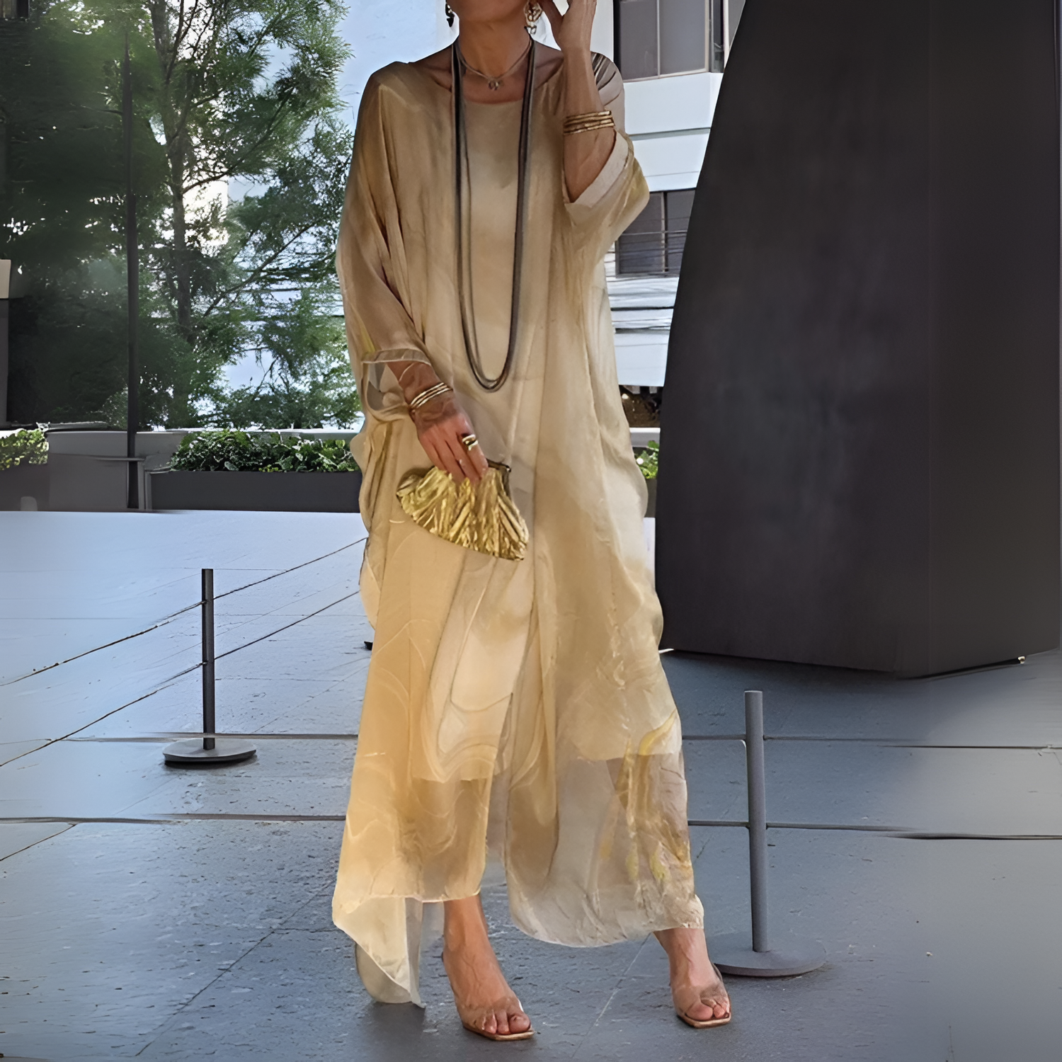 Vestido Largo Holgado Con Estampado Gráfico Para Mujer - Invitado a Una Boda
