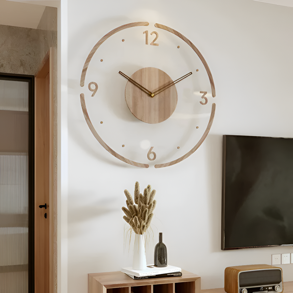 Reloj Pared Madera Minimalista - Flotante
