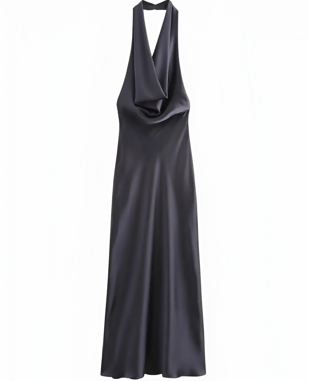 Vestido Largo de Cuello Halter y Cuello Volcado para Mujer - Invitada de Boda