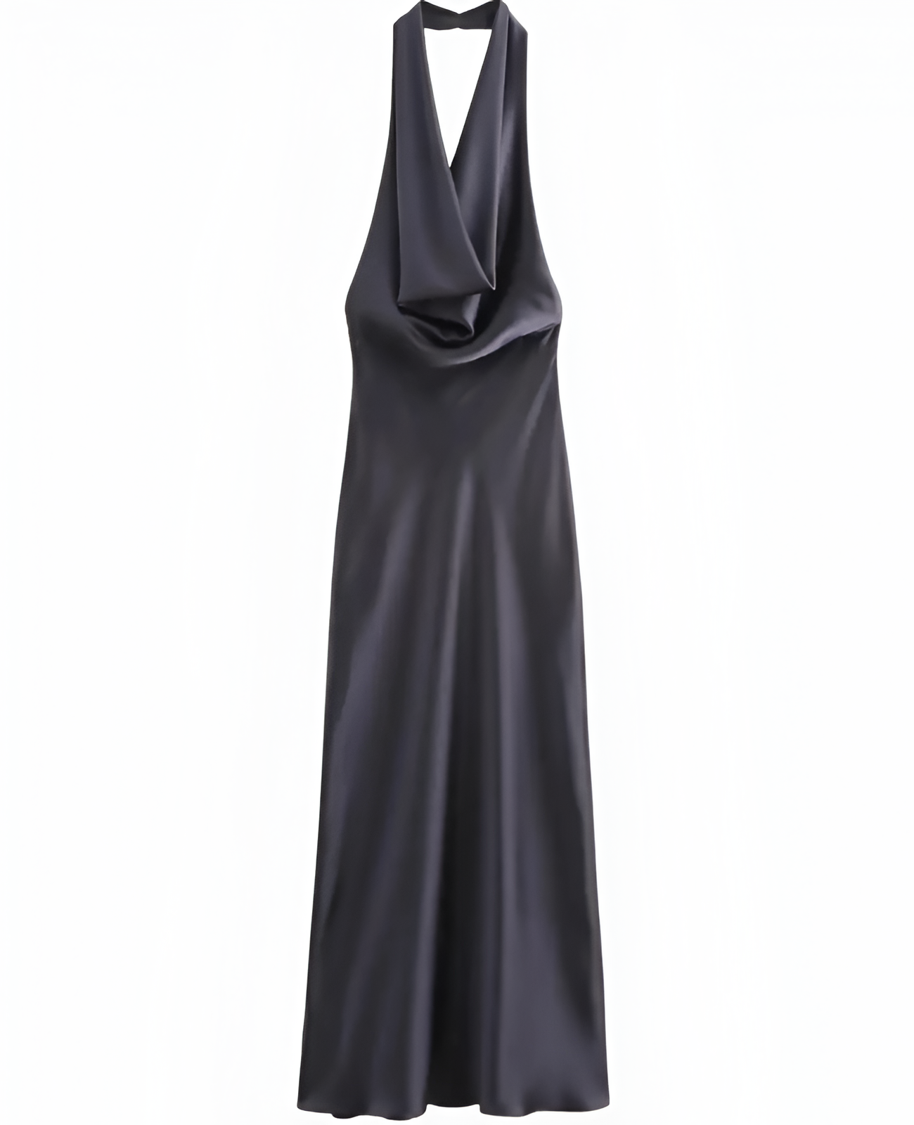 Vestido Largo de Cuello Halter y Cuello Volcado para Mujer - Invitada de Boda