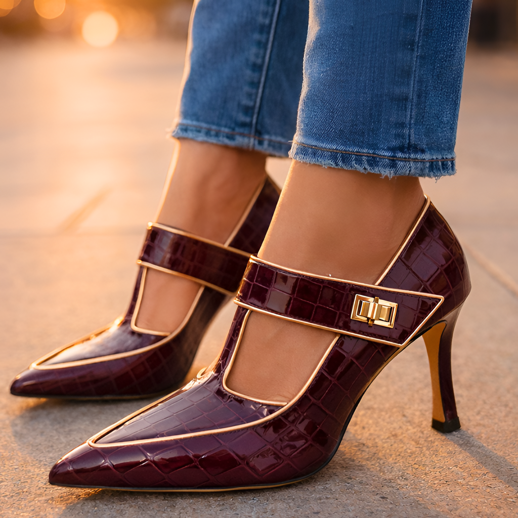 Zapatos De Salón De Mujer Con Punta Afilada Y Tacón Grueso - Para La Oficina