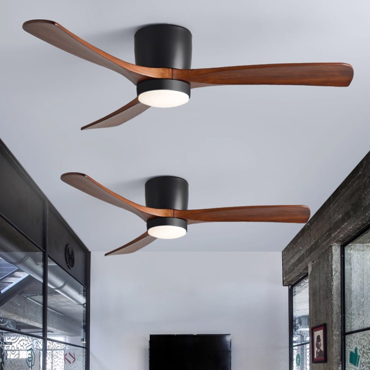 Ventilador De Techo Moderno De Madera - LED Integrado