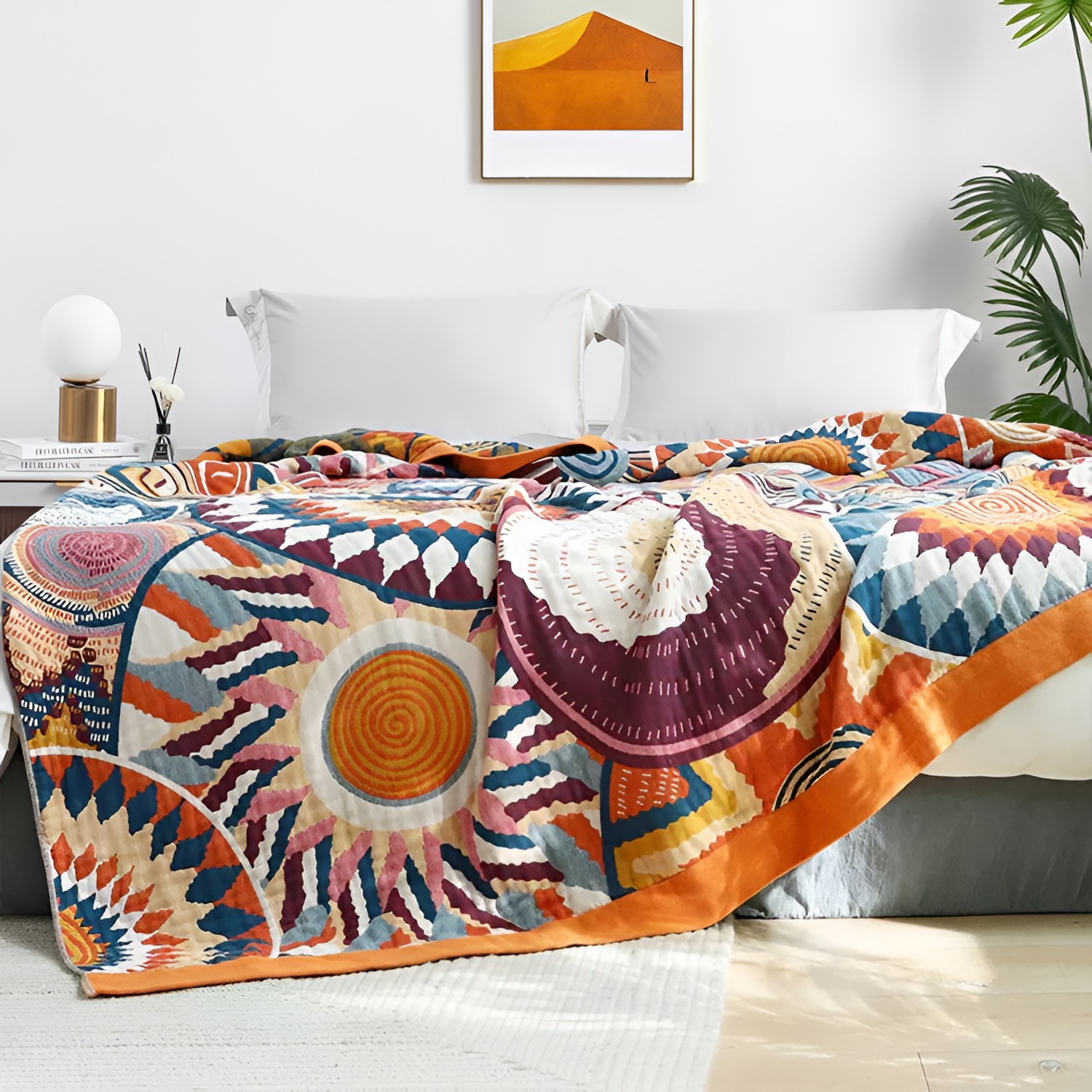 Manta de algodón estilo boho – Multicolor