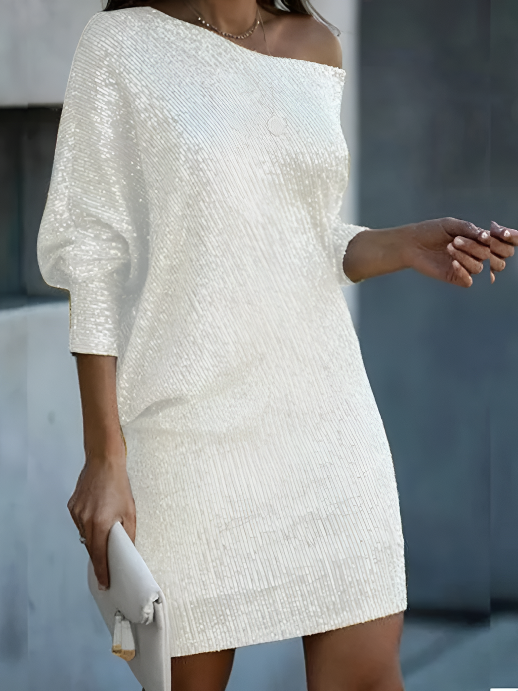Mini Vestido De Lentejuelas Con Hombros Descubiertos Para Mujer - Cena