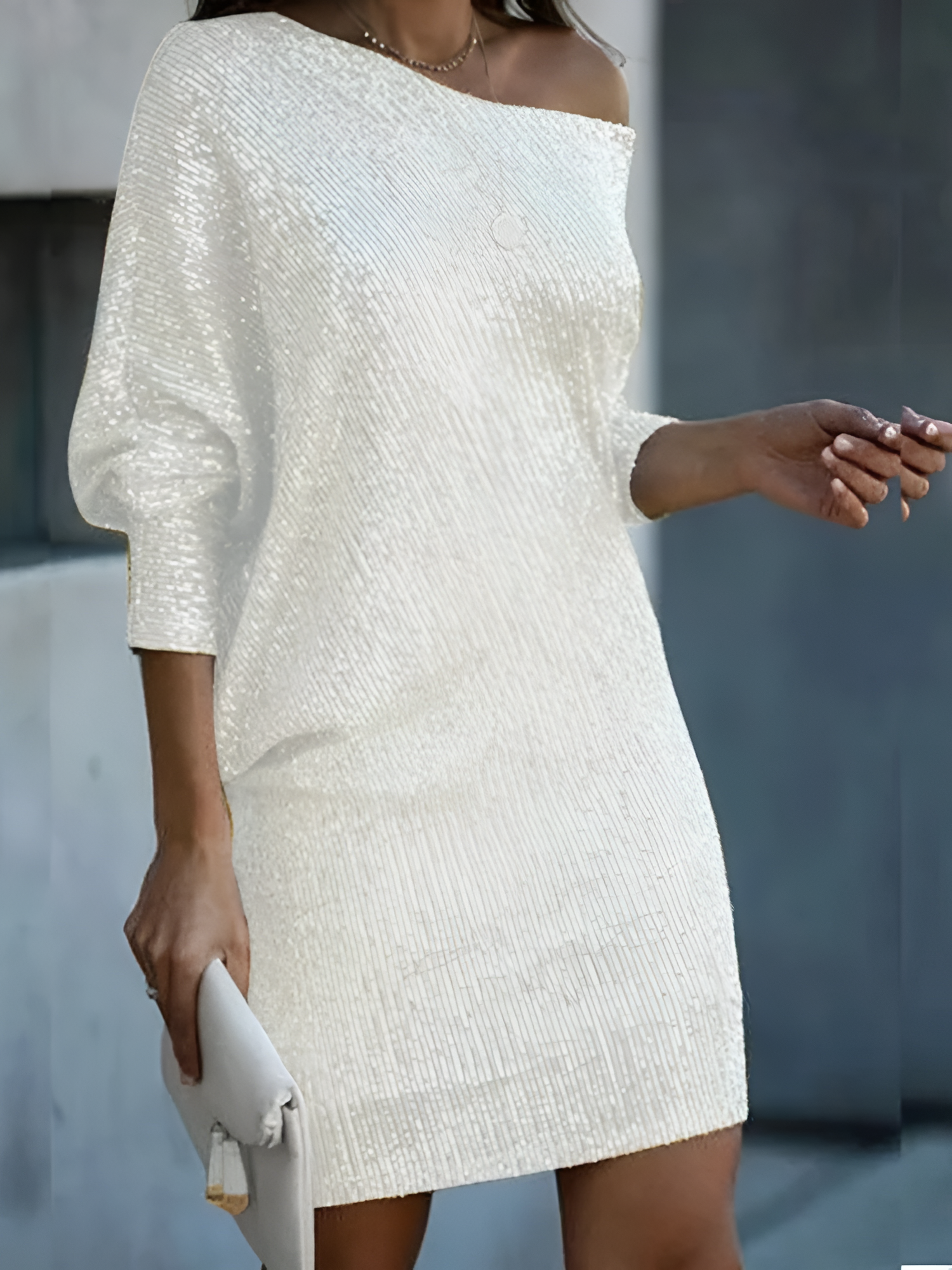 Mini Vestido De Lentejuelas Con Hombros Descubiertos Para Mujer - Cena