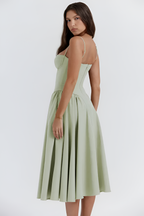 Vestido Midi Sólido Línea A Para Mujer - Fiesta De Jardín De Primavera