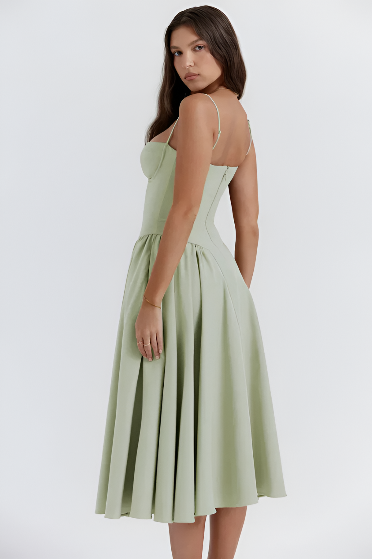 Vestido Midi Sólido Línea A Para Mujer - Fiesta De Jardín De Primavera