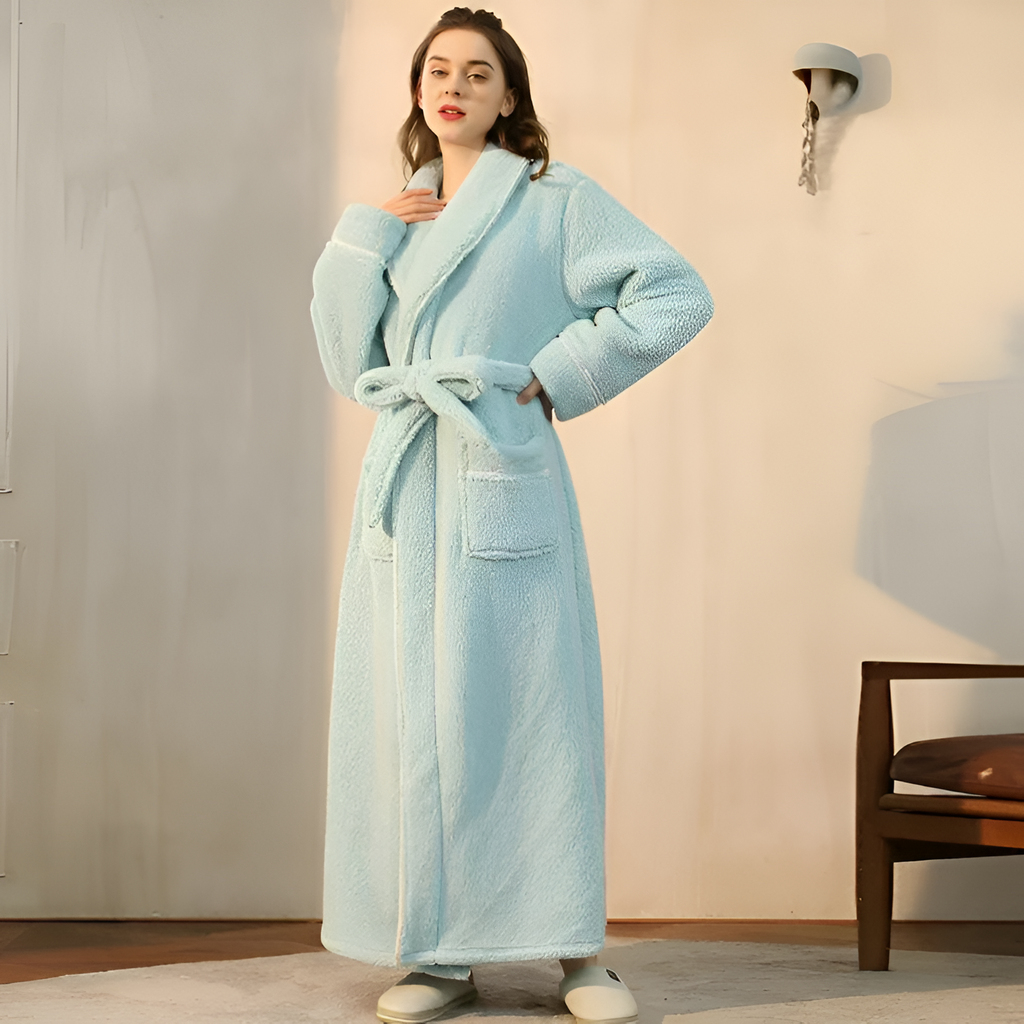 Bata Larga con Ribete de Contraste - Ropa de Dormir Unisex