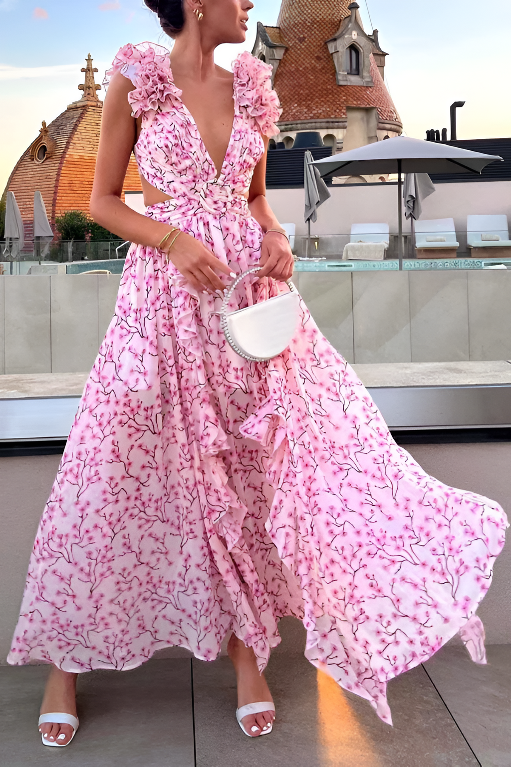 Vestido De Mujer Floral Cuello En V - Cenas En Resort