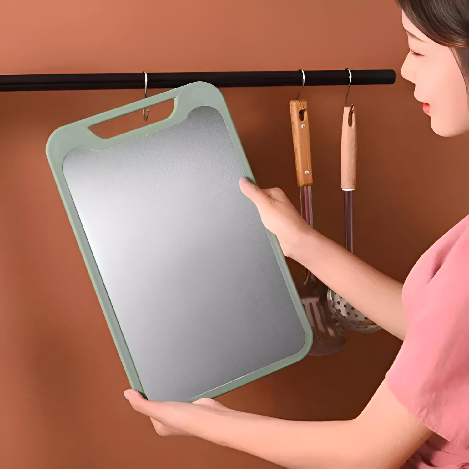 Tabla de cortar reversible - acero y base antideslizante