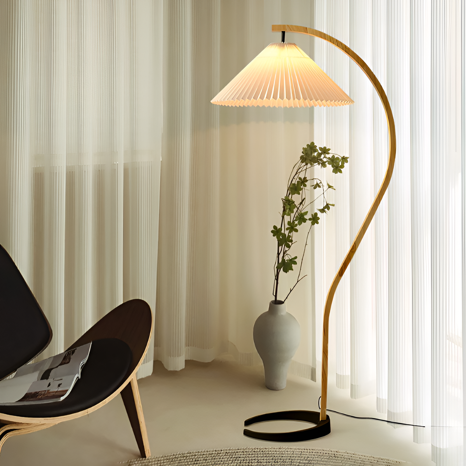 Lámpara de Pie de Arco Minimalista - Plisada
