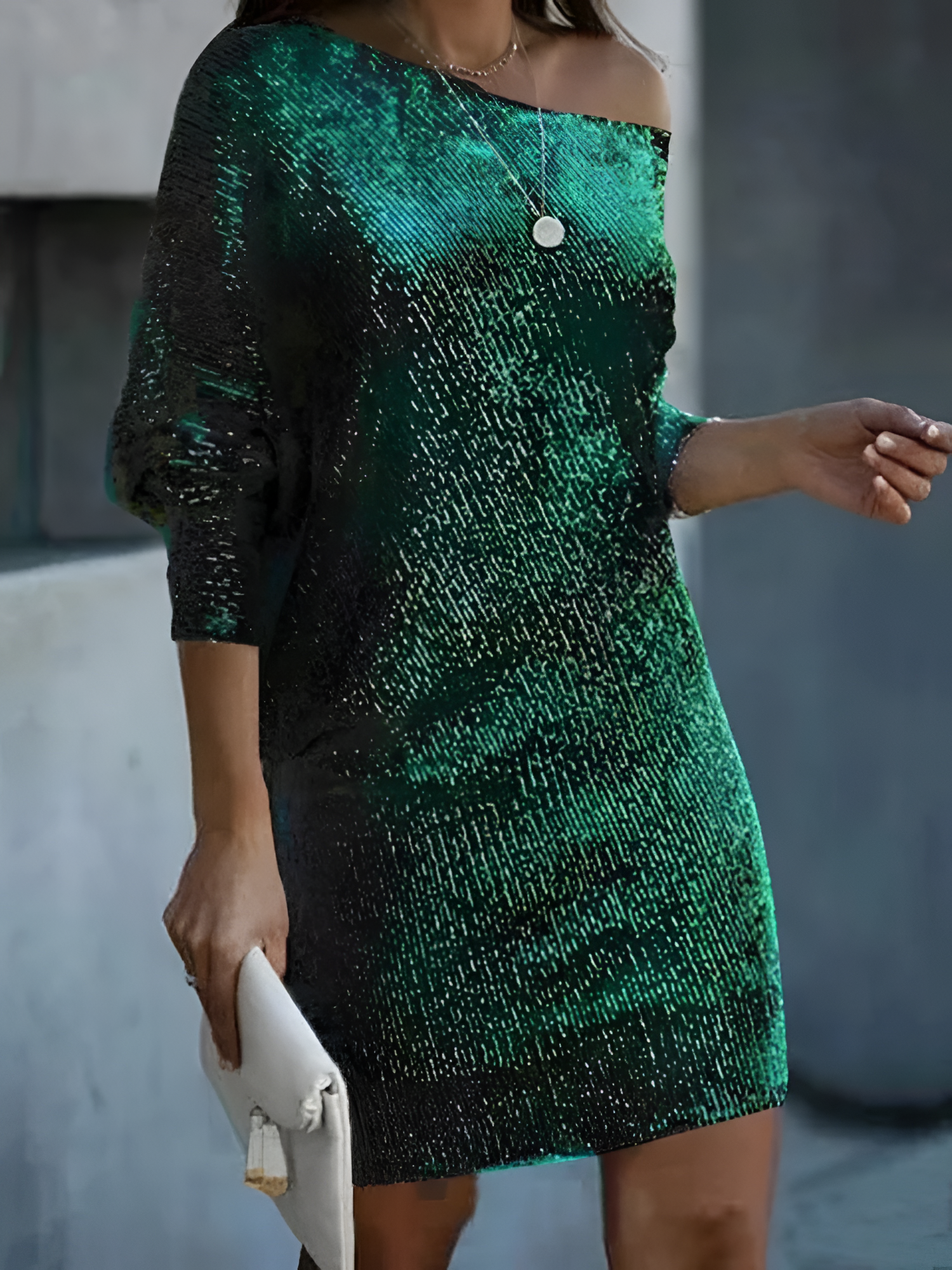 Mini Vestido De Lentejuelas Con Hombros Descubiertos Para Mujer - Cena