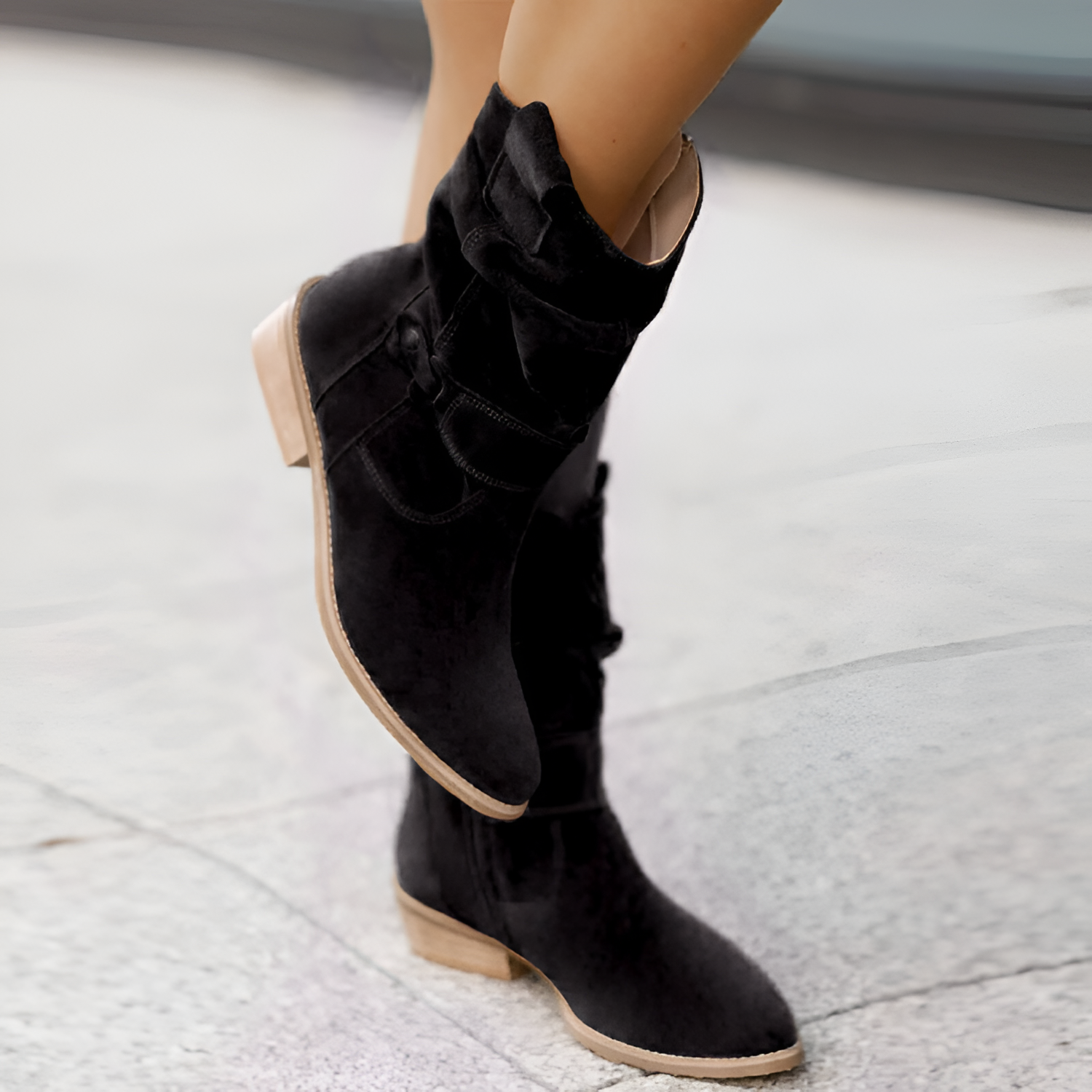 Botas de Media Pantorrilla con Diseño Holgado para Mujer con Cremallera Lateral - Brunch de Fin de Semana