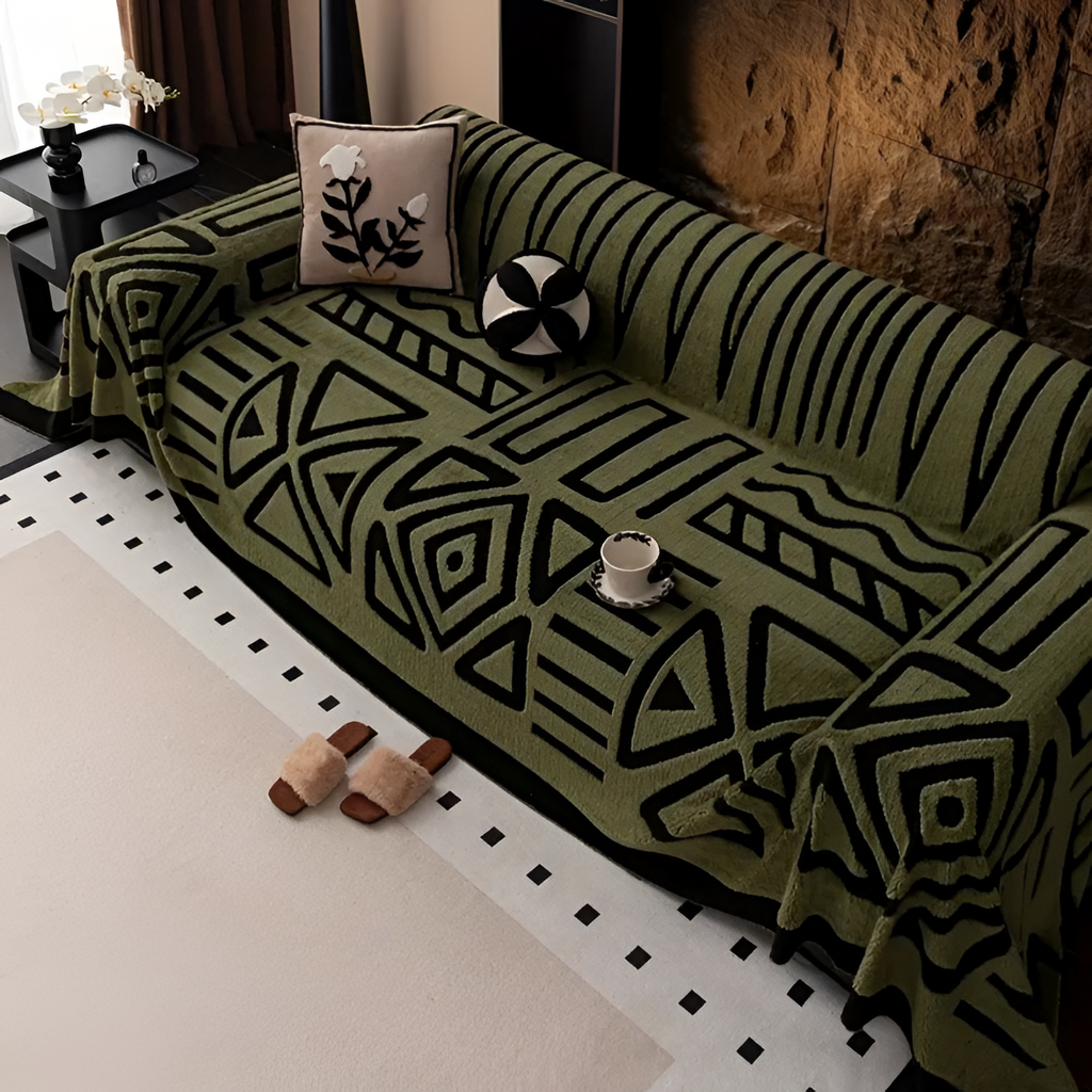Funda de Sofá con Patrón Geométrico - Decoración de Salón