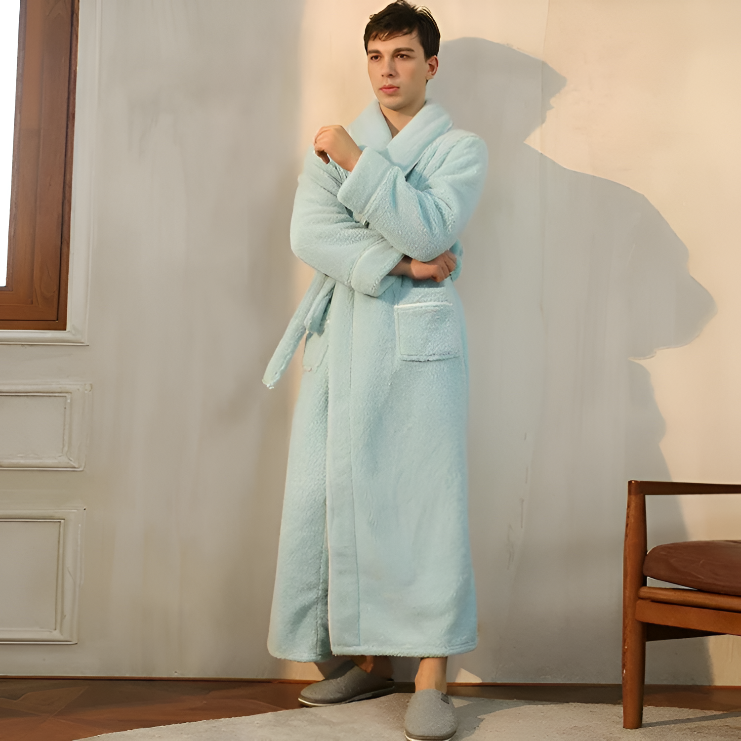 Bata Larga con Ribete de Contraste - Ropa de Dormir Unisex