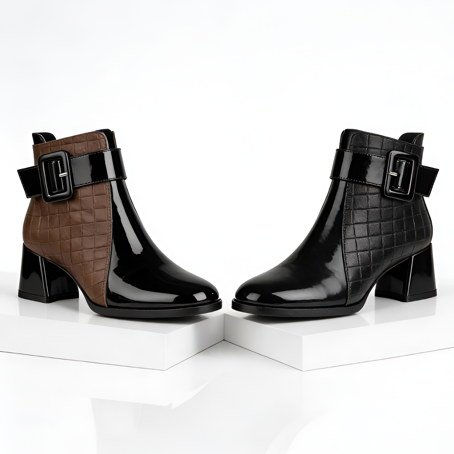Botines de Tacón en Bloque con Acolchado para Mujer - Fiesta de Cóctel