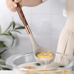 Set de Utensilios de Cocina Beige - Con Mango Efecto Madera