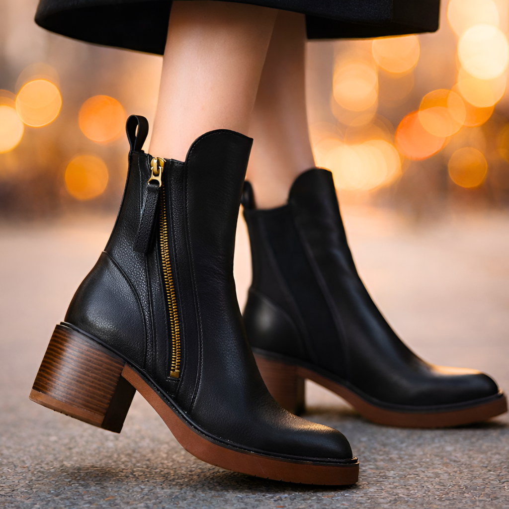 Botines de Tacón en Bloque con Cremallera para Mujer - Estilo Urbano