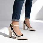 Zapatos De Tacón De Bloque Con Correa Al Tobillo Para Mujer - Ropa De Oficina