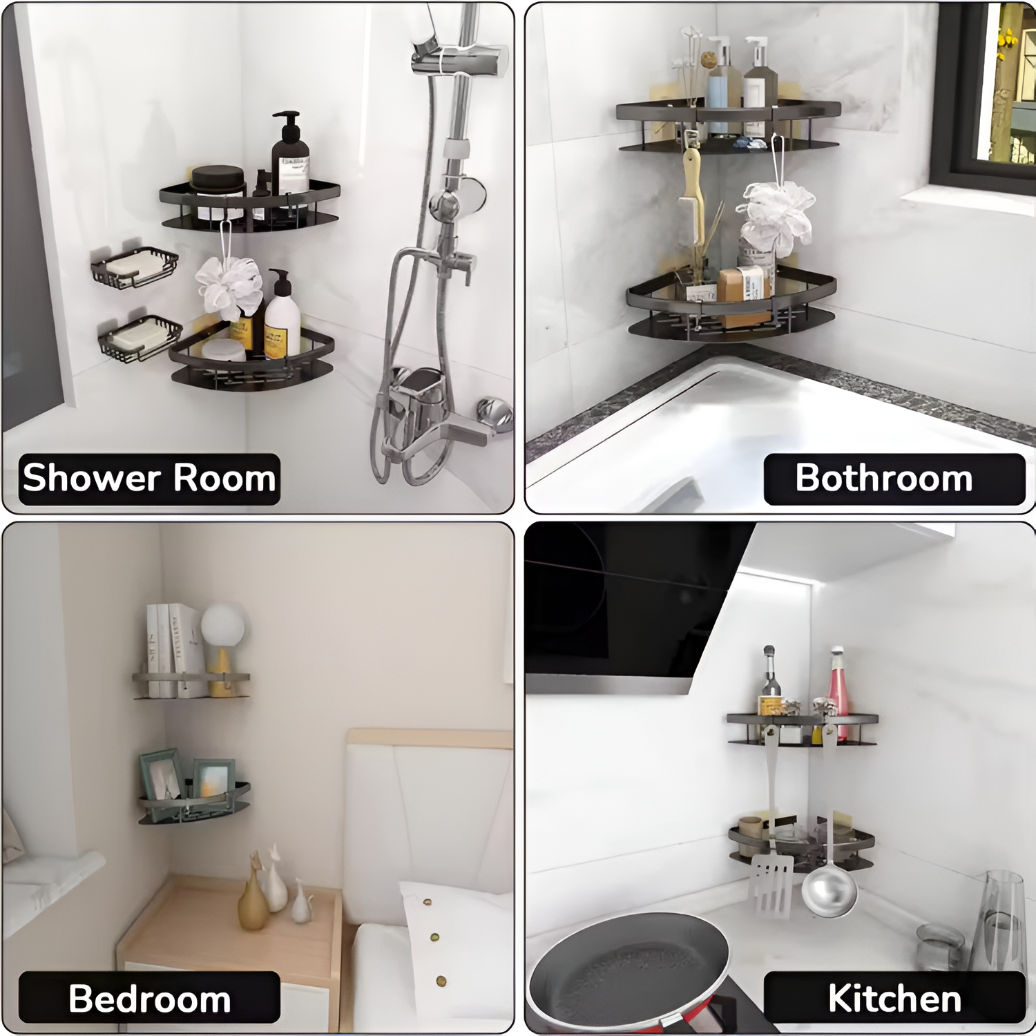 Organizador de Esquina - Estante de Pared Adhesivo