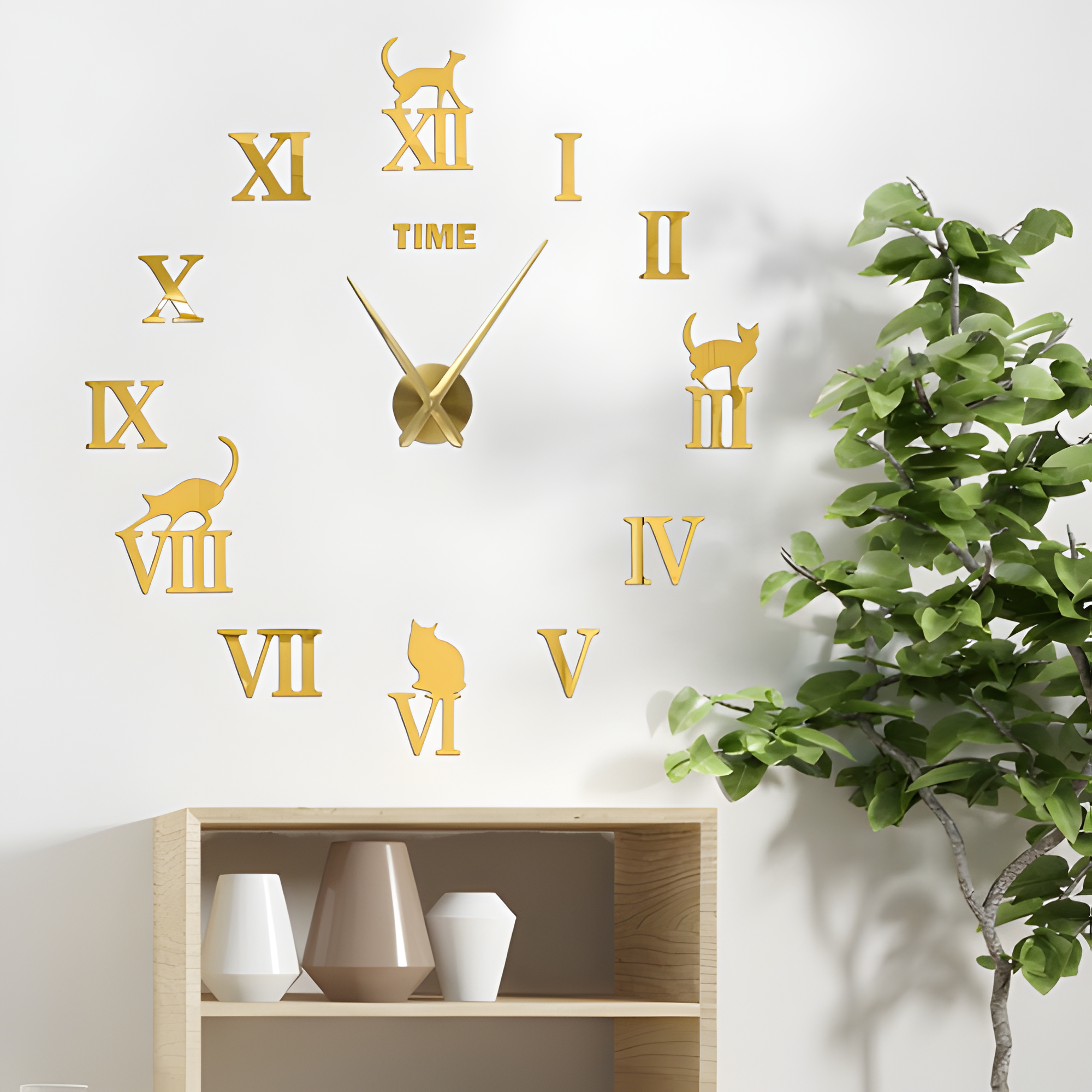 Reloj De Pared Moderno Con Animales - Diseño Con Números Romanos