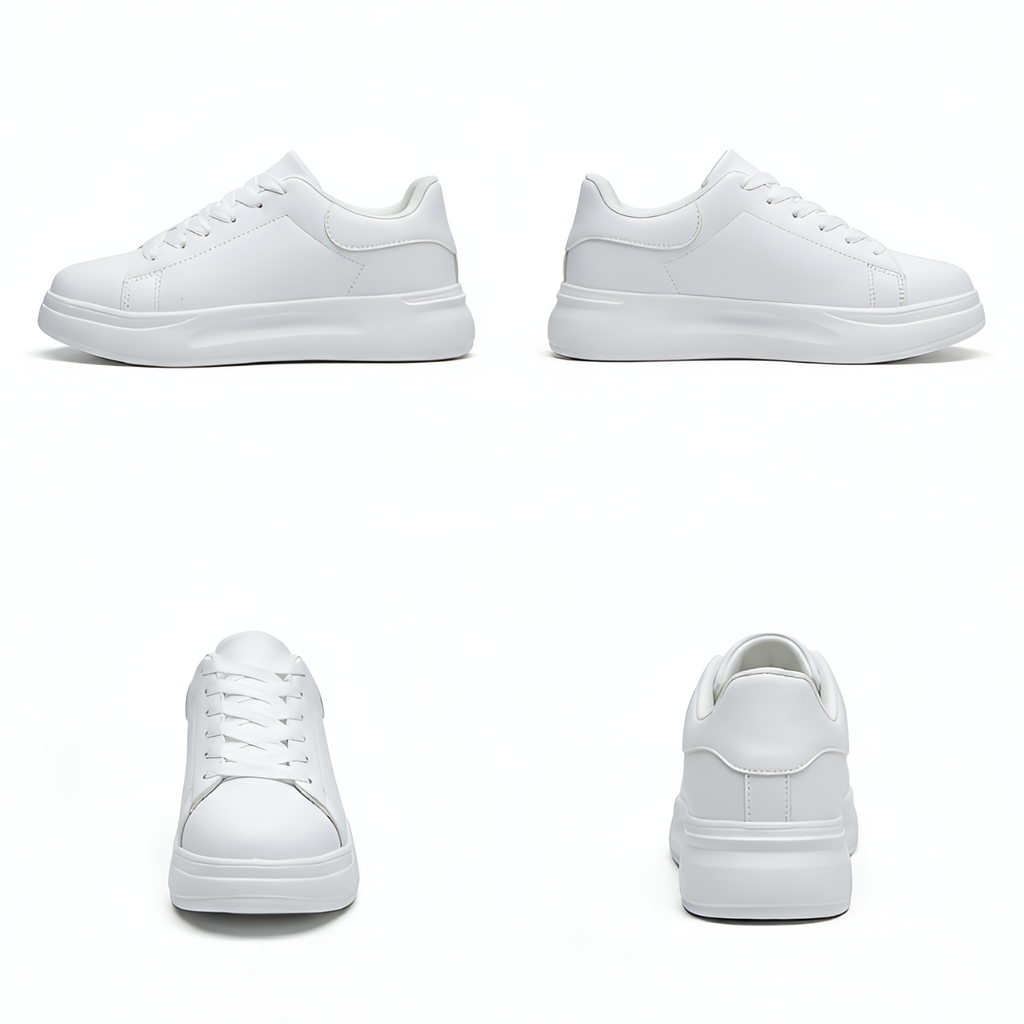Zapatillas Deportivas Blancas Lisas con Cordones para Mujer - Brunch de Fin de Semana