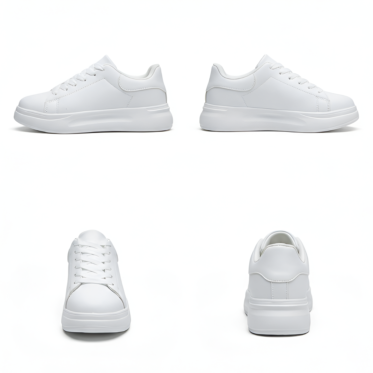 Zapatillas Deportivas Blancas Lisas con Cordones para Mujer - Brunch de Fin de Semana