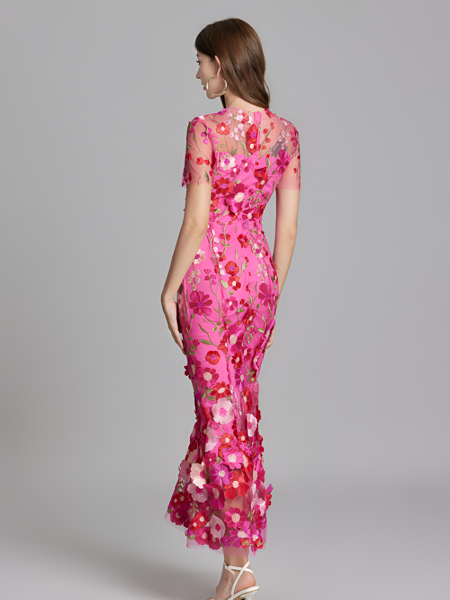 Vestido De Mujer De Manga Corta Bordado - Boda De Verano
