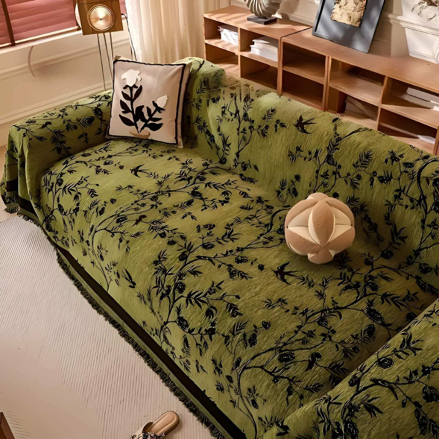Botanisk Sofaovertræk - Mønstret Tæppe til Stuen