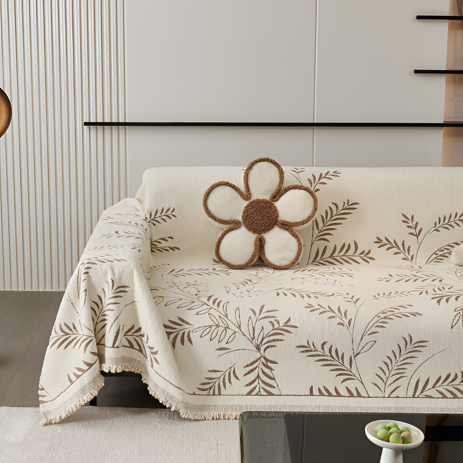 Funda de Sofá con Estampado Botánico - Manta Decorativa