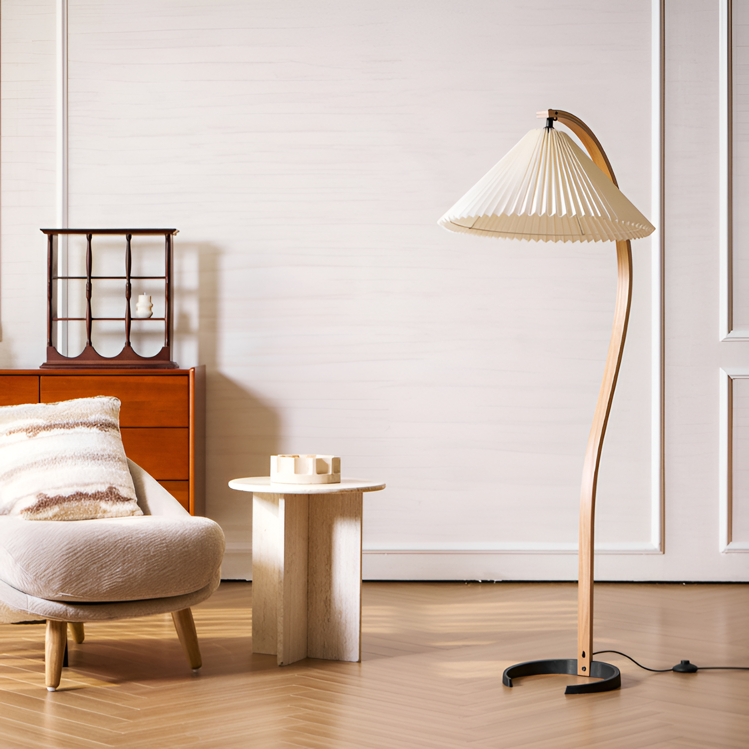 Lámpara de Pie de Arco Minimalista - Plisada